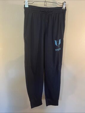 Kids Black Joggers with Light Blue Logo